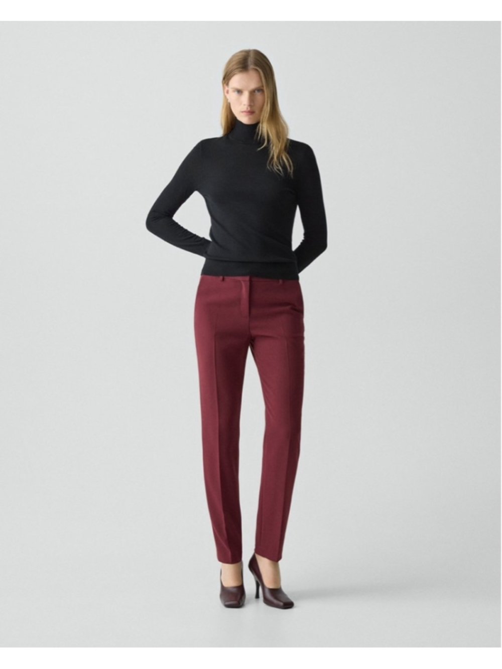 Women's Theory Treeca Full Length Pant in Admiral Crepe Trousers Size 10 - Picture 2 of 8
